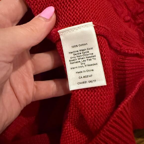Talbots Sweater Women's Small Red Long Sleeve 100% Cotton - Picture 3 of 4